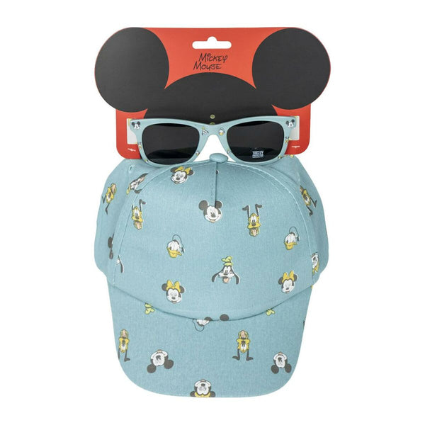 Set di berretto e occhiali da sole Mickey Mouse Azzurro (54 cm) 2 Pezzi