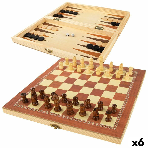 Schach- und Dame-Brett Colorbaby Backgammon Holz (6 Stück)