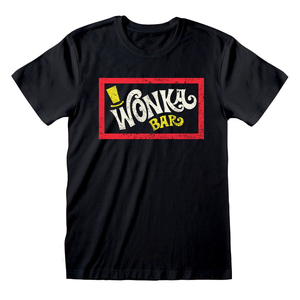 Unisex Kurzarm-T-Shirt Willy Wonka Wonka Bar Schwarz