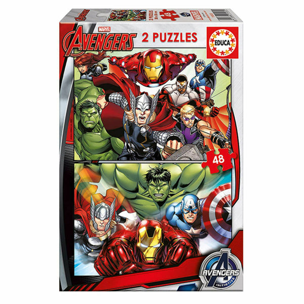 Set di 2 Puzzle   The Avengers Super Heroes         48 Pezzi 28 x 20 cm  