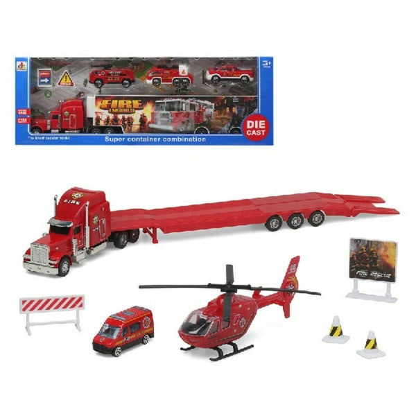 Playset Super Container Fire Pkw-Transporter Lkw 39 x 14 cm