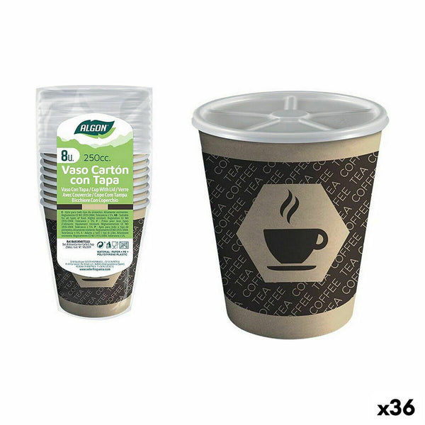 Gläserset Algon Pappe Kaffee 8 Stücke 250 ml (36 Stück)
