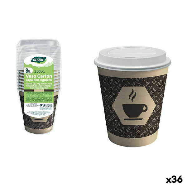 Gläserset Algon Pappe Kaffee 8 Stücke 250 ml (36 Stück)