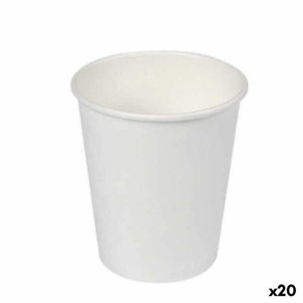 Set de Verres Algon Carton Produits à usage unique Blanc 20 Unités (100 Pièces)