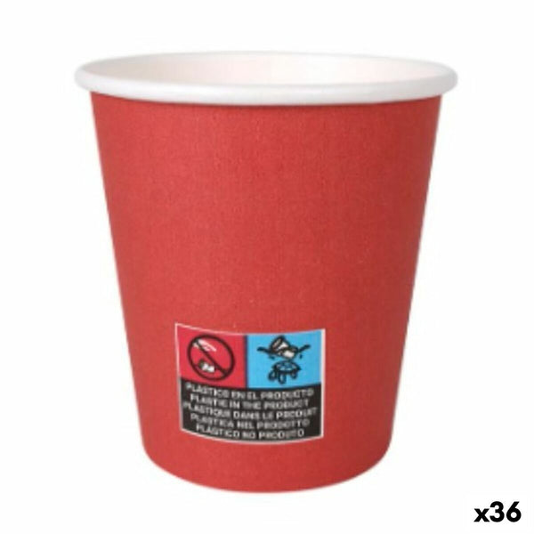 Gläserset Algon Pappe Einwegartikel 200 ml Rot 36 Stück (24 Stücke)