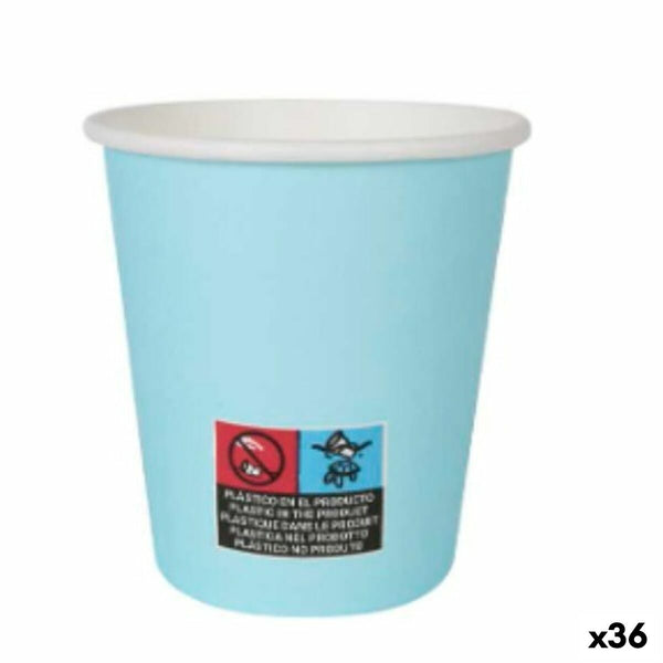 Set de Verres Algon Carton Produits à usage unique 200 ml Bleu 36 Unités (24 Pièces)