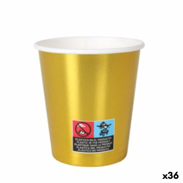 Gläserset Algon Pappe Einwegartikel Gold 36 Stück 200 ml (10 Stücke)