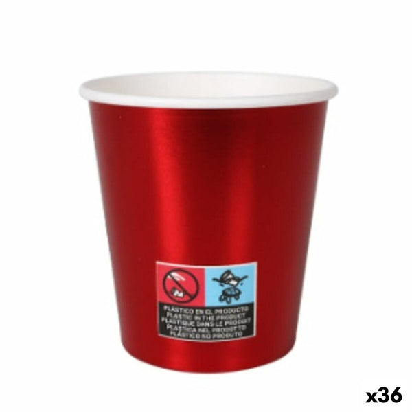 Set di Bicchieri Algon Cartone Monouso Rosso 36 Unità 200 ml (10 Pezzi)