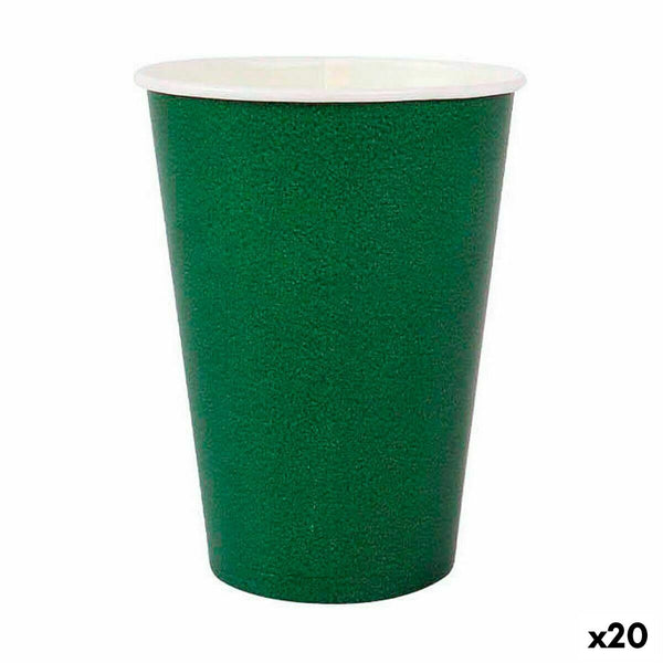 Set di Bicchieri Algon Monouso Cartone Verde 20 Pezzi 220 ml (20 Unità)
