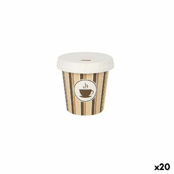 Gläserset Algon mit Deckel Einwegartikel Kaffee Pappe 10 Stücke 120 ml (20 Stück)