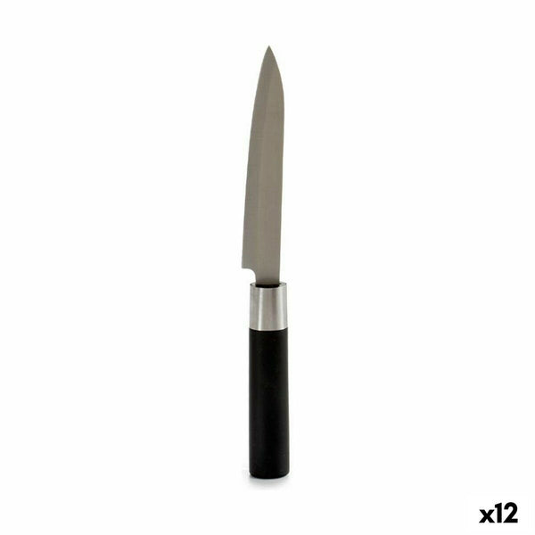 Coltello da Cucina 2,7 x 24,3 x 1,8 cm Argentato Nero Acciaio inossidabile Plastica (12 Unità)