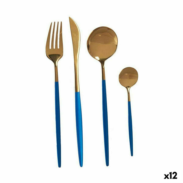 Besteck-Set Blau Gold Edelstahl (12 Stück)