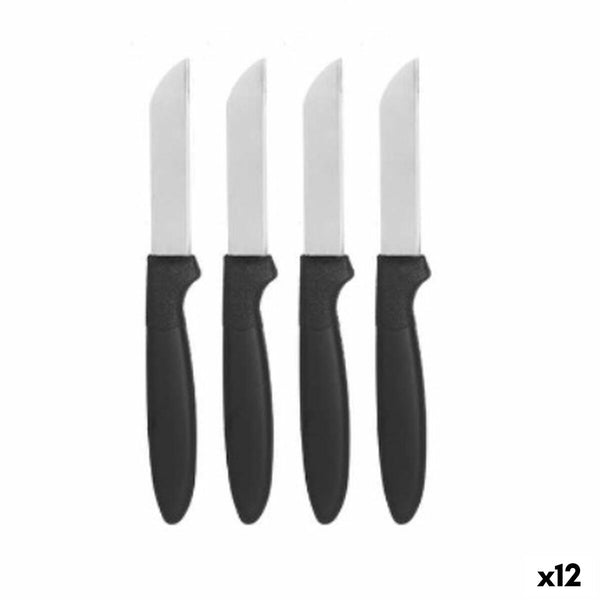 Jeu de couteaux d'éplucheur Noir Argenté Acier inoxydable Plastique 17,2 cm (12 Unités)