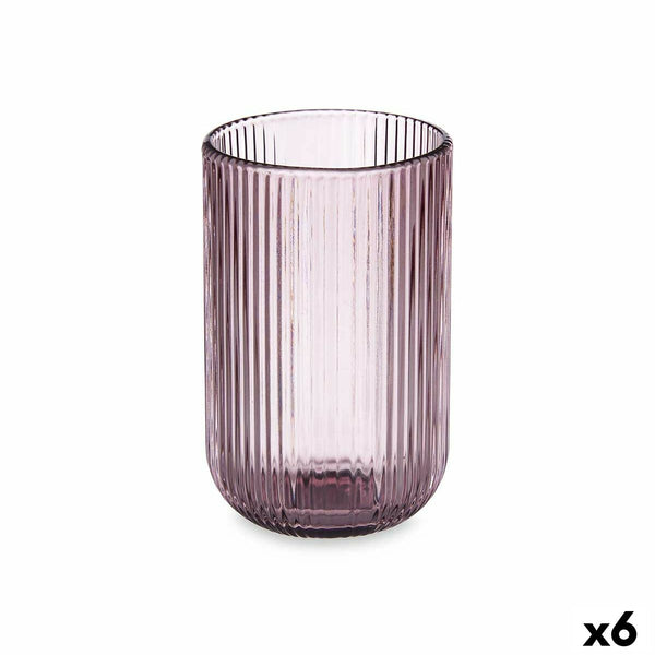 Trinkglas Streifen Rosa Kristall 430 ml (6 Stück)