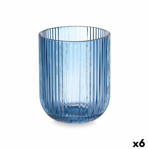 Bicchiere Righe Azzurro Cristallo 270 ml (6 Unità)